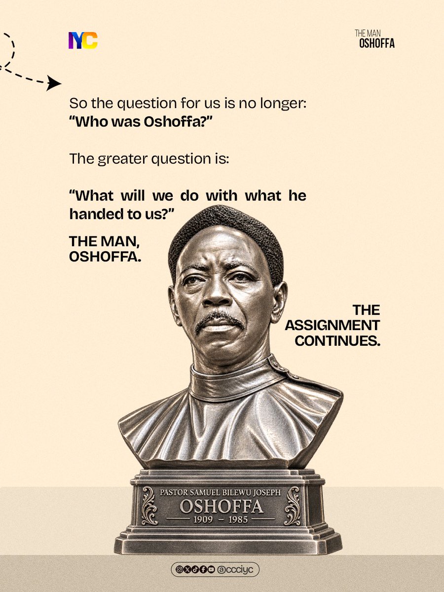 ccciyc's tweet photo. there was a man.

But who was he?
What happened before the Church began?
And how did one man's journey become a story that would reach far beyond Porto Novo?

Swipe.

The story begins here.

THE MAN, OSHOFFA. https://t.co/UJypxjPUDU