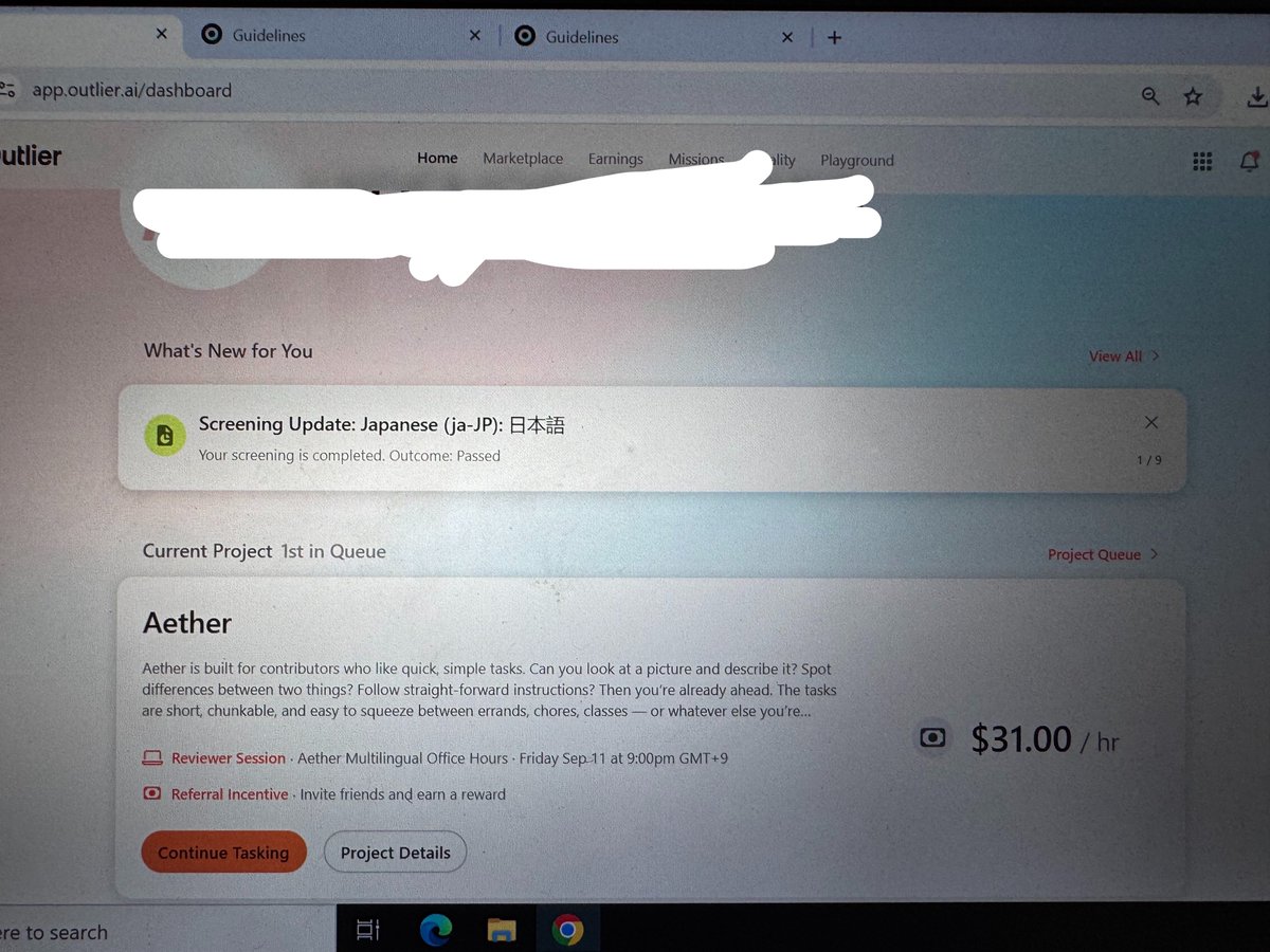 focusweb3766's tweet photo. Took the new Aether Multilingual Quality Check and I passed.🔥✅  It’s a Japanese account and the pay is high. 💰

Still active in taking all projects assessment on Outlier; Aether, Sixth Sense, Weezing Laugh can all come in. Pass is surely guaranteed. 👍 https://t.co/iTdUhRFAsQ