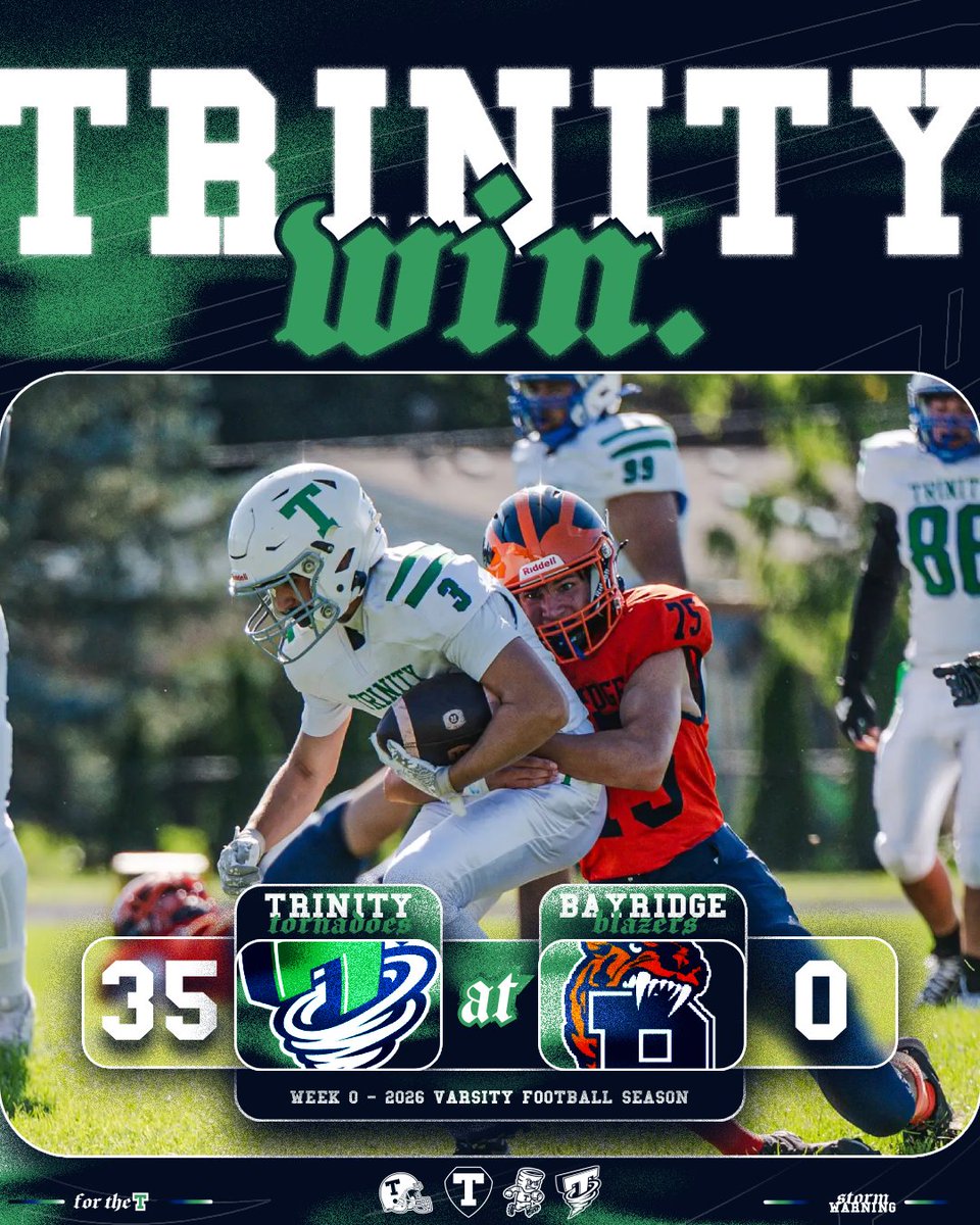HTTornadoesFB's tweet photo. That's a W!
Week 0 - Non Conference
๐ช๏ธTrinity - 35
๐ฅ Bayridge - 0
Work only starts from here.
Big shoutouts to Bayridge Blazers for being amazing hosts.
#ForTheT | #OHSF | #NCSSAA | #ONHSFB | #FootballCanada | https://t.co/nfAupLVK11
