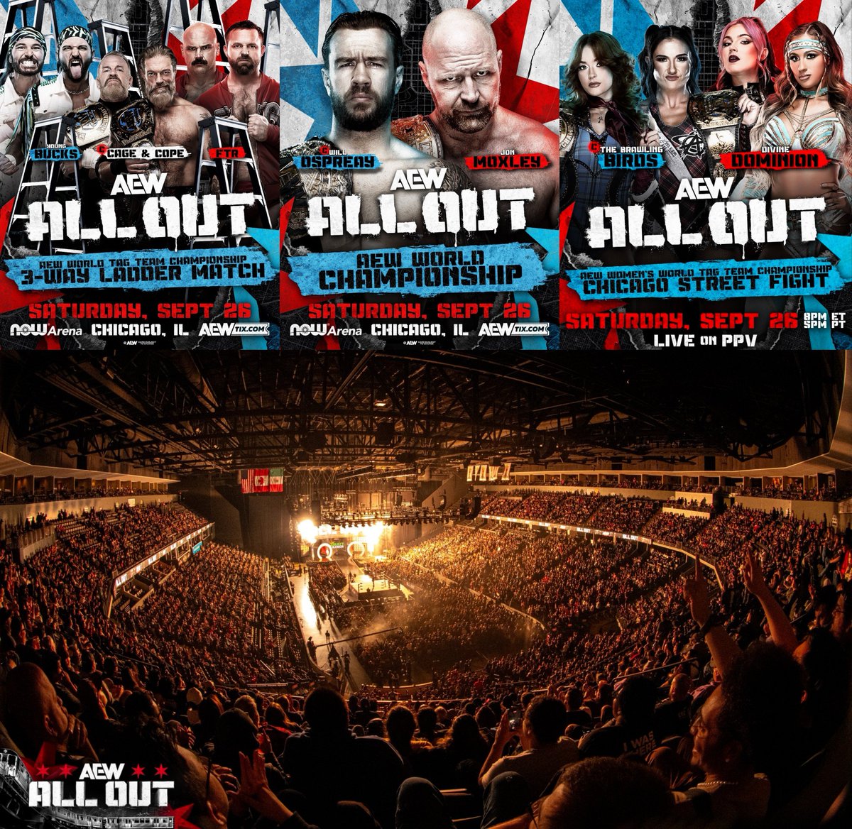 TheDrainmaker's tweet photo. WON: AEW All Out PPV for September 26 in Chicago is basically SOLD OUT with just 3 matches announced.

There were 10 tickets left earlier today. https://t.co/c5Dz2vtEux