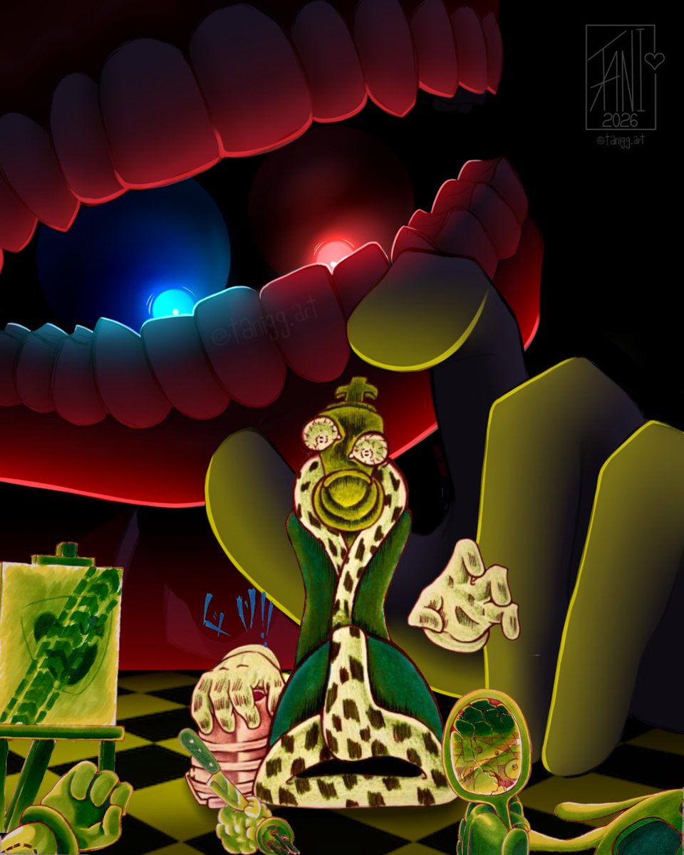 TaniGGArtist's tweet photo. ¿Desde cuándo llevan ustedes la batuta? 👁️🦷⏳🌞🎪🎭

Colaboración artística entre SinnerHeart Studios y yo 🎨💖
Una monstruosidad fabricada con nuestros talentos artísticos 🩻🩸
•
#fanart #TADC #TheAmazingDigitalCricus #DigitalCircus #digitalcircusart #Caine #Kinger #horror https://t.co/jdmjuUCRvB