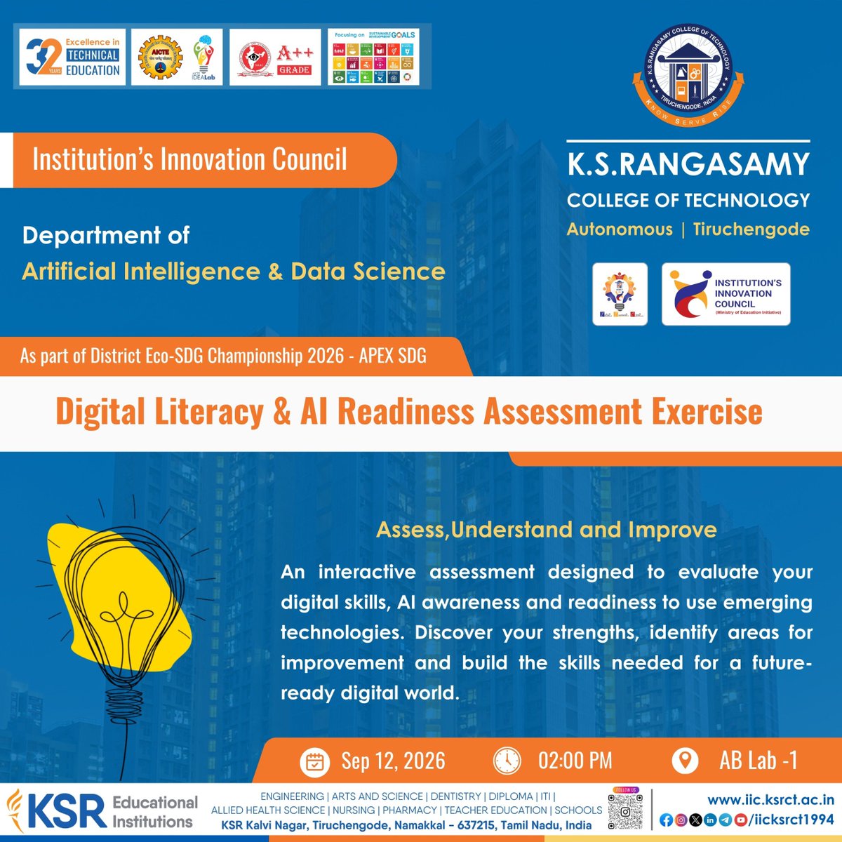 iicksrct1994's tweet photo. ๐ค Digital Literacy & AI Readiness Assessment | APEX SDG Event Championship 2026
#APEXSDG #APEXSDG2026 #KSRCT #KSRCT1994 #ArtificialIntelligence #DataScience #AILiteracy #AIReadiness #DigitalLiteracy #DigitalSkills #CyberSecurity #DigitalSafety #ResponsibleAI #AIForEducation https://t.co/Au92OTdwOT