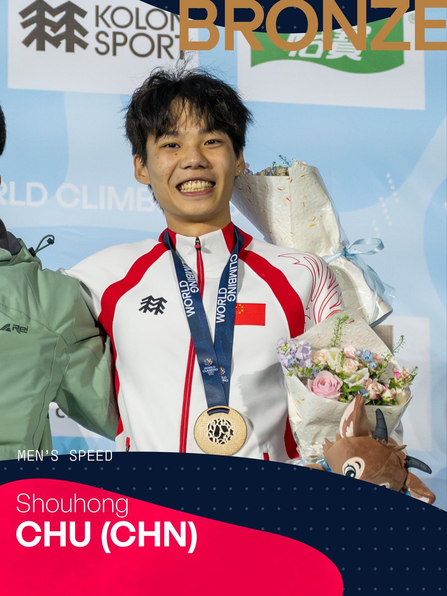 worldclimbing's tweet photo. The men’s Speed podium at the World Climbing Series Guiyang 2026 🇨🇳 

🥇Antasyafi Robby Al Hilmi 🇮🇩 
🥈Yongzhi Ling 🇨🇳 
🥉Shouhong Chu 🇨🇳 https://t.co/NpmrNFfMLc