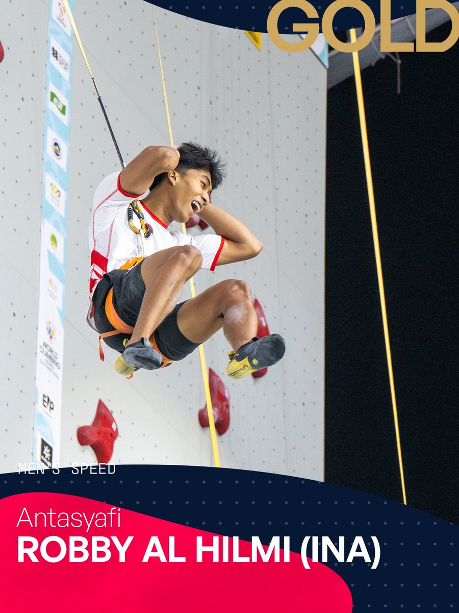 worldclimbing's tweet photo. The men’s Speed podium at the World Climbing Series Guiyang 2026 🇨🇳 

🥇Antasyafi Robby Al Hilmi 🇮🇩 
🥈Yongzhi Ling 🇨🇳 
🥉Shouhong Chu 🇨🇳 https://t.co/NpmrNFfMLc