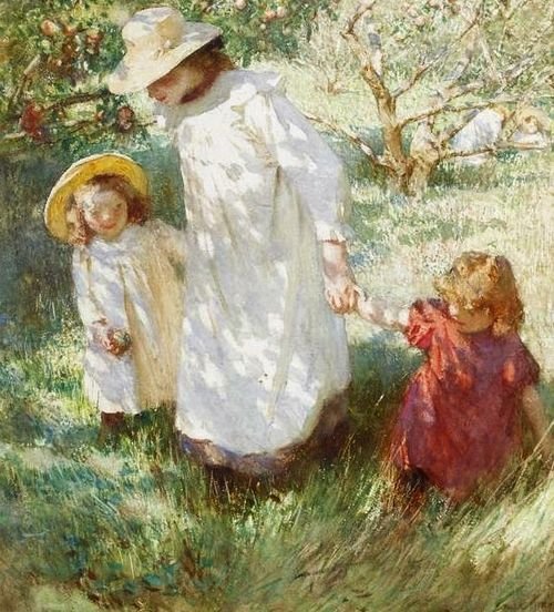 womensart1's tweet photo. Laura Knight, In the Orchard, 1909 #WomensArt #September https://t.co/SlEjP2BXNb