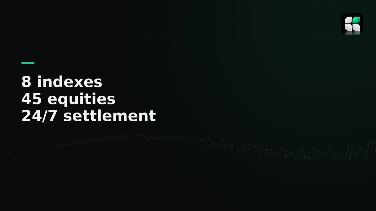 EquoraEQR's tweet photo. 8 curated indexes. 45 tokenized equities. 24/7 settlement window. That's the platform in one line. https://t.co/BNm7zKEv4M