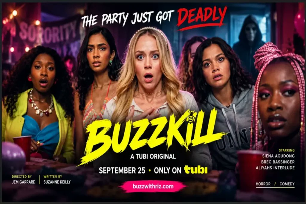 Buzzwithriz's tweet photo. Buzzkill Tubi Original Trailer Teases a Bloody, Boozy Sorority Horror-Comedy https://t.co/GQtit3pDzv https://t.co/xBTCS4y60b