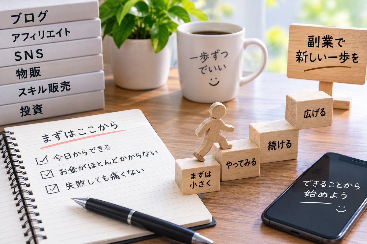 sugitaro_ai's tweet photo. 副業初心者ほど、
「一番稼げる副業は何だろう？」
と探してしまう。

でも最初は、
・今日からできる
・お金がほとんどかからない
・失敗しても痛くない

この3つで選ぶのもアリだと思う。

最初から月10万円を狙わなくていい。

まずは小さく始めて、
自分にもできる「稼ぎ方」を1つ見つける。

そこから広げていけばいい😊

#副業初心者 #50代からの挑戦 #副業