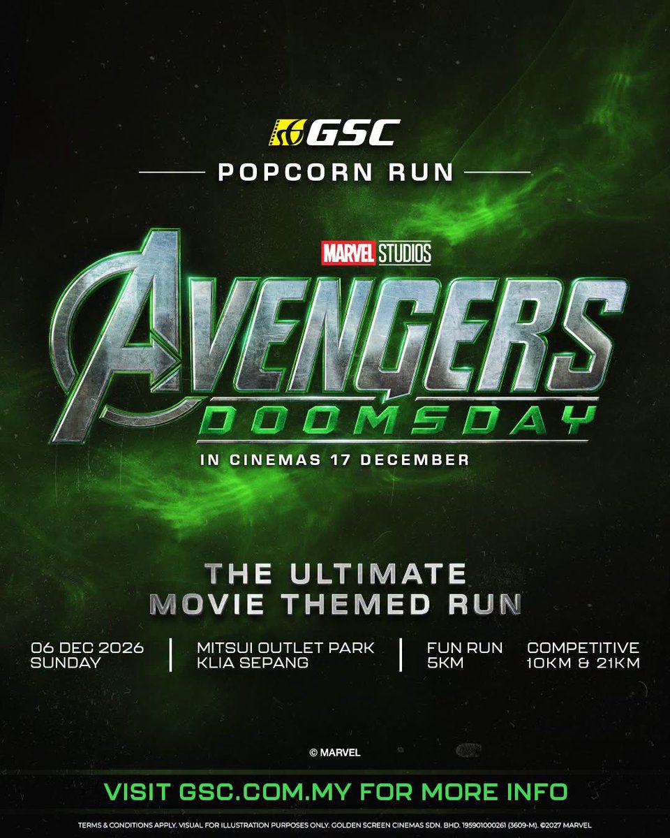 GSCinemas's tweet photo. Hurry up &amp; register now: https://t.co/PL5MnO9SN7 

For more info: https://t.co/sEWPqjbStJ 

#GSCPopcornRun #GSCPopcornRun2026 #TheUltimateMovieThemedRun #Malaysia https://t.co/rARXZDInci
