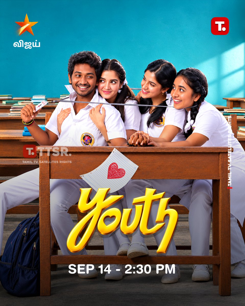 TTSR_Official's tweet photo. #Youth On #VijayTV
Sep 14th 2:30 PM
@ttsr_official @vijayavikashm #KenKarunas #SurajVenjaramoodu #AnishmaAnilkumar #MeenakshiDinesh #PriyanshiYadav #DevaDarshini #GVPrakash #TV #CinemaUpdate #KollyWood #Cinema #India #TTSR #TamilTVSatellitesRights #VijayaVikash
#VIJAYAVIKASHM https://t.co/KXWf8onMQw
