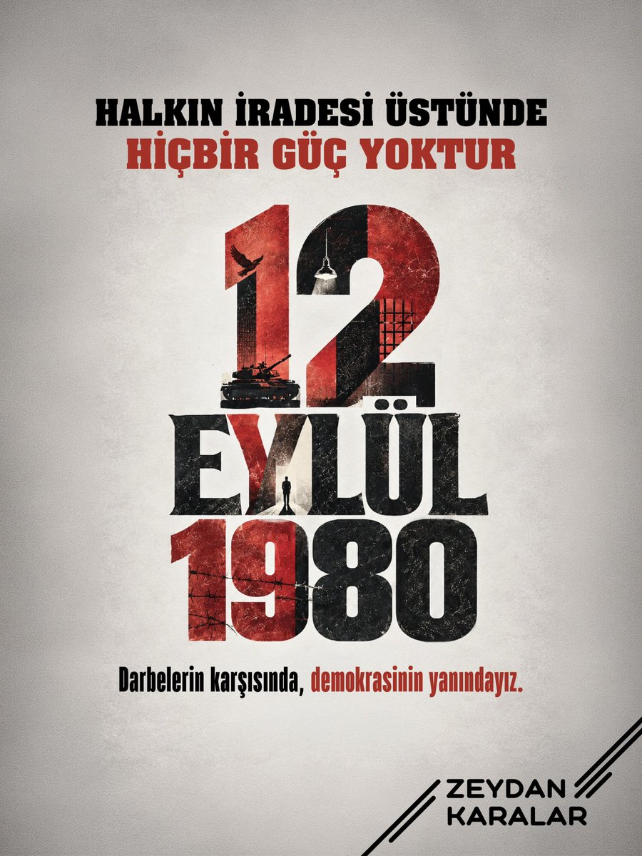 ZeydanKaralar01's tweet photo. 46 yıl önce bugün, sandığa, hukuka ve milletimizin özgür iradesine el konuldu. 
O karanlık günleri unutmuyor, demokrasimize daha güçlü sahip çıkıyoruz. Egemenlik, kayıtsız şartsız milletindir. https://t.co/1gKi7kiYKH