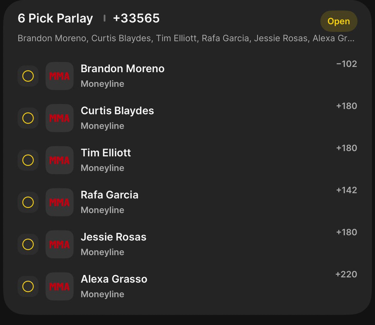 ThaRealNoble's tweet photo. ANDY said if you want big odds, this is what you should play. Let's hope he's right on this but he did his thing the last time we got a play like this on a card like this. #ANDY #ANDYMMA #ANDYBoxing #MMACommunity
#Gambling𝕏 #GamblingCommunity #DawgsOnly #FreeDurk #TLParlay https://t.co/6K4uWHTkJa
