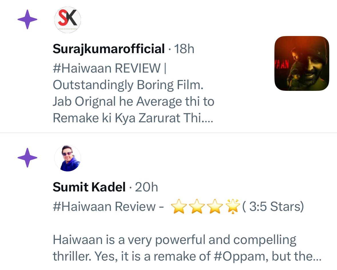 GarvKhatri09's tweet photo. Haiwaan movie ke liye ab kiske review pe bharosa karein?🤣🤣
#haiwaan https://t.co/Ey9R9I33Jd