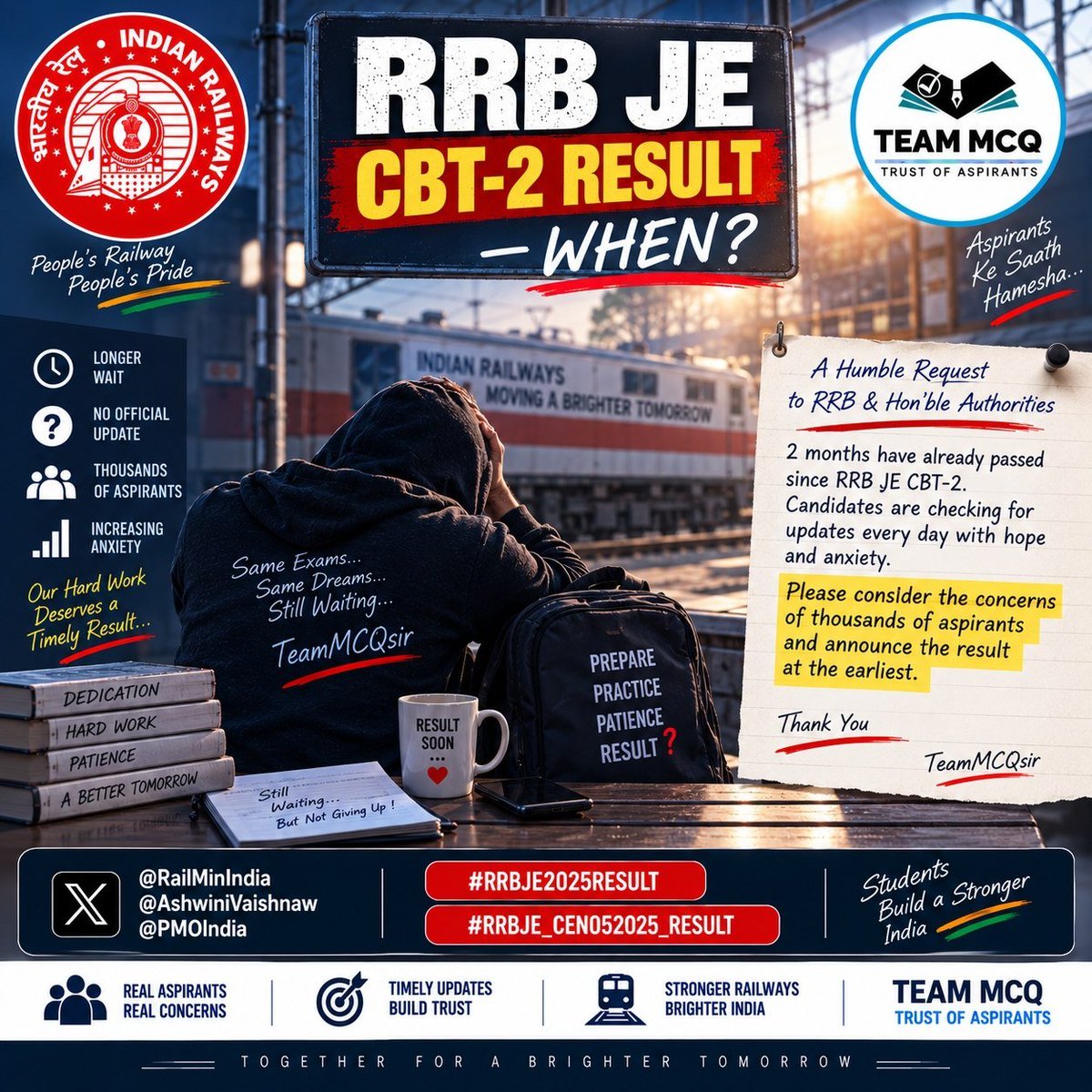 ashwani_1718's tweet photo. RRB JE result is not just a result for candidates. It decides their next career step. Please release it as soon as possible.
#RRBJE2025RESULT
#RRBJE_CEN052025_RESULT https://t.co/OXCOpsKChv