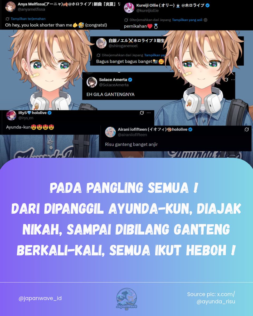 japanwave_id's tweet photo. Semua pada heboh, even talent hololive lain memuji kostum baru Risu ! (4/ https://t.co/ob54L8FNtC