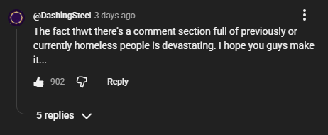 Firelute_YT's tweet photo. As a previously homeless person, I felt welcome in a comment section and that hurts me. I hate that it was a phase in my life. https://t.co/uU0yneua15