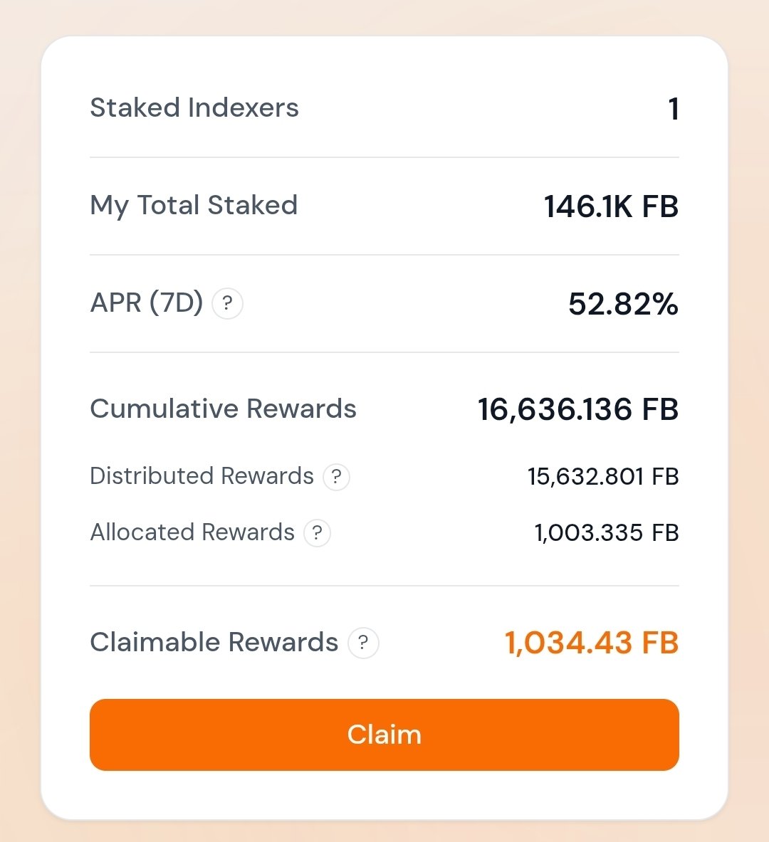 pariterbaki's tweet photo. 1,000 $FB ready to claim again. 👀
146,100 FB staked. APR dropped to 52.82% after the halving.
Price? Still sleeping. 😂 Rewards? Still coming.
So I’m still here. https://t.co/WjwvR0EAbo
