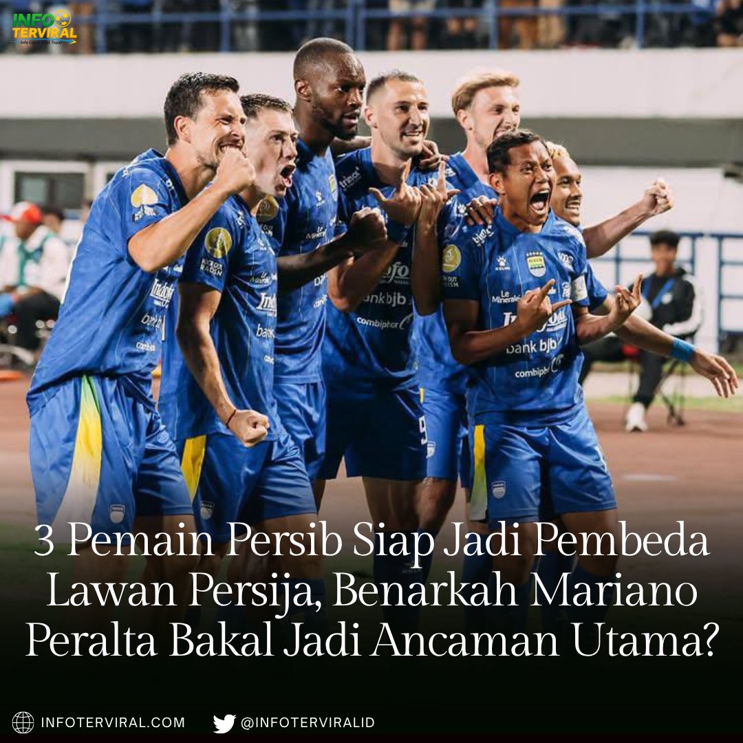 infoterviralid's tweet photo. Pemain pembeda Persib siap redam Persija di SUGBK! Kombinasi maut Mariano Peralta, Balsa Sekulic, plus ketenangan eks Persija Adam Alis jadi senjata utama Igor Tolic demi amankan 3 poin. 💙⚽️

#Persib #PersibDay #SuperLeague #ElClasicoIndonesia #ItuGol #libur 04.23 WIB https://t.co/T7J45HUXjm