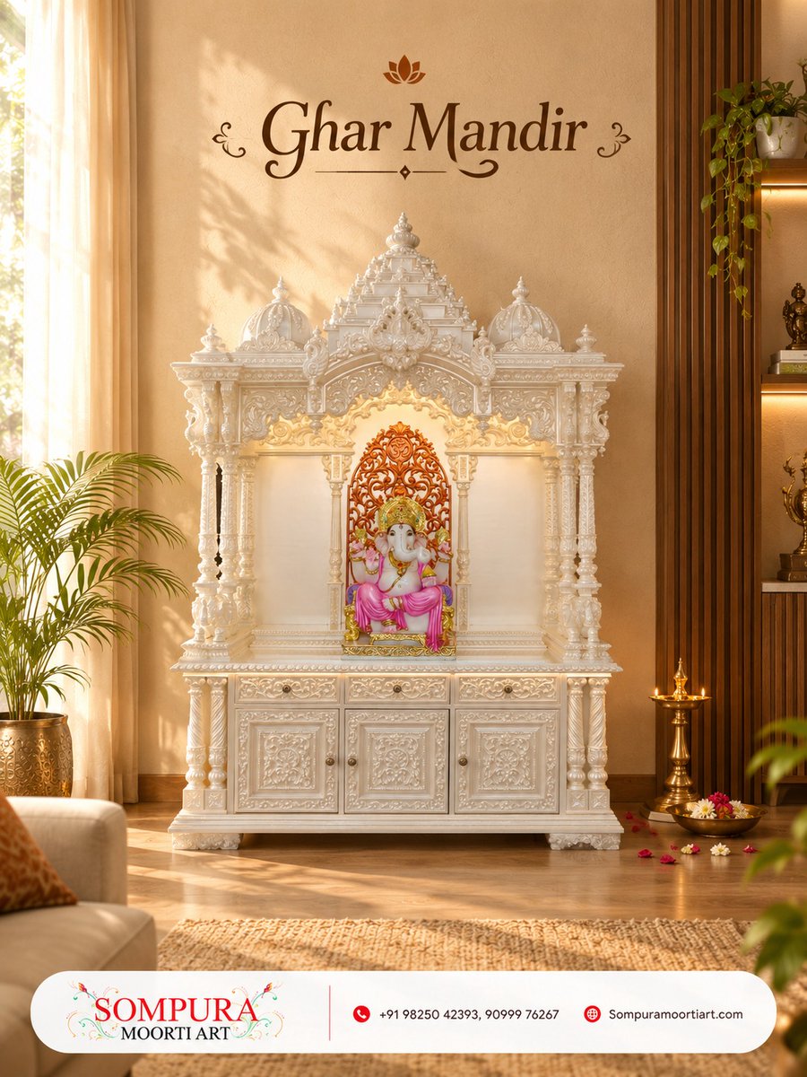 MOORTIART's tweet photo. Bring Divine Beauty Home with Sompura Moorti Art 
Create a sacred space that radiates peace, positivity, and devotion.  This beautifully crafted Ghar Mandir adds timeless elegance to your home while giving your divine idols the perfect place of honor. https://t.co/HDy40toiae