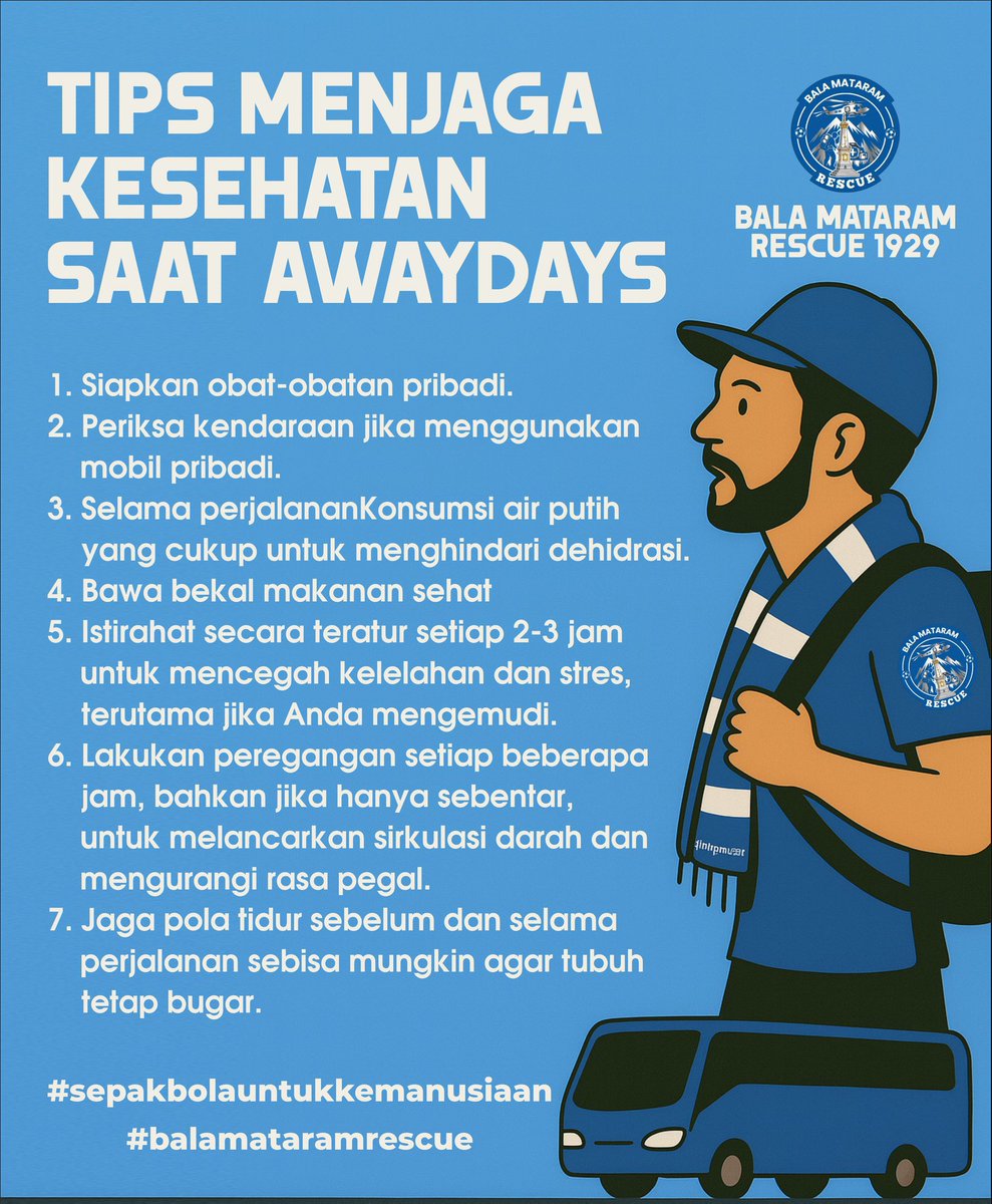 BMR_1929's tweet photo. H-1 away Surabaya. 
Mengingatkan kembali Tips Menjaga Kesehatan saat Awaydays.
Insya allah BMR akan membawa Ambulance dan 1 Mobil Logpal saat away Surabaya besok. 
Jika ada keadaan gawatdarurat di jalan /stadion bisa hubungi 081 7411 2090 https://t.co/Yyi4tahdvX