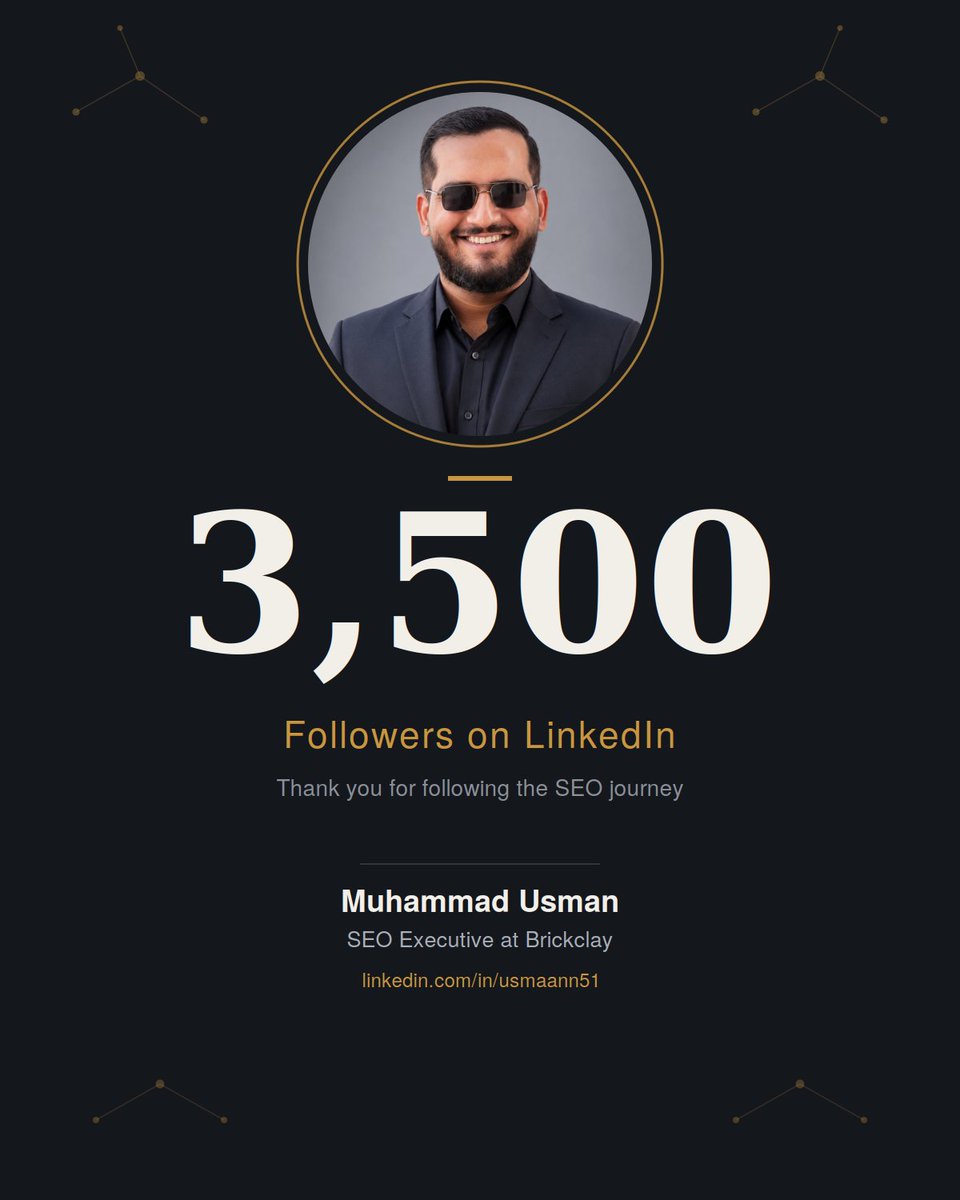 usmaann51's tweet photo. Just crossed 3,500 followers on LinkedIn. 🚀

Started sharing what I learn about SEO, link building, and outreach.

The best part? The conversations and opportunities it brought.

Next stop: 5,000.🤝

#SEO #LinkBuilding https://t.co/yLwSKIygqX