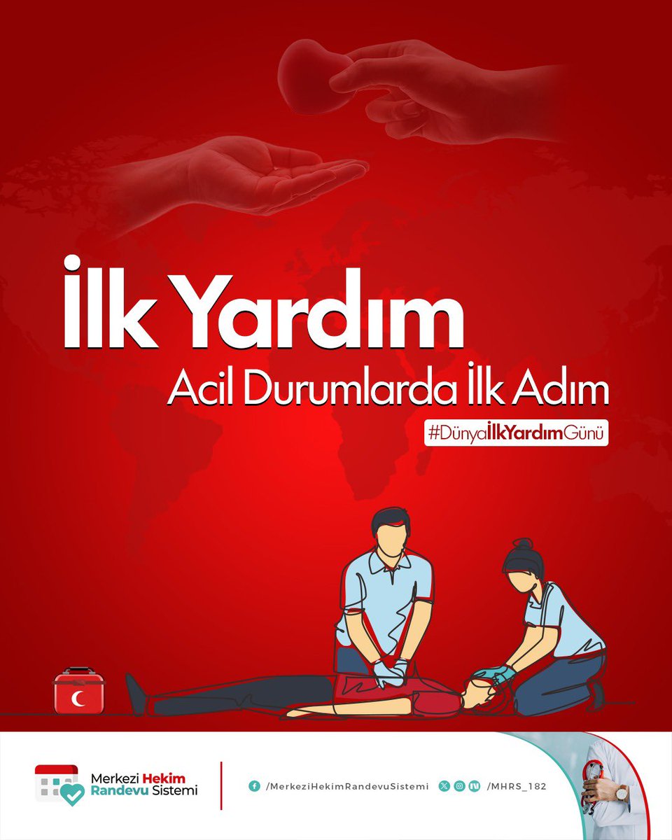 MHRS_182's tweet photo. Kaza veya acil sağlık sorunları gibi hayati durumlarla karşılaştığınızda ilk yardım yollarını biliyor olmak; kişiye doğru şekilde müdahale etmenizi, zararı en aza indirmenizi, hatta hayat kurtarmanızı sağlar. #DünyaİlkYardımGünü https://t.co/jlSIVaYLvt