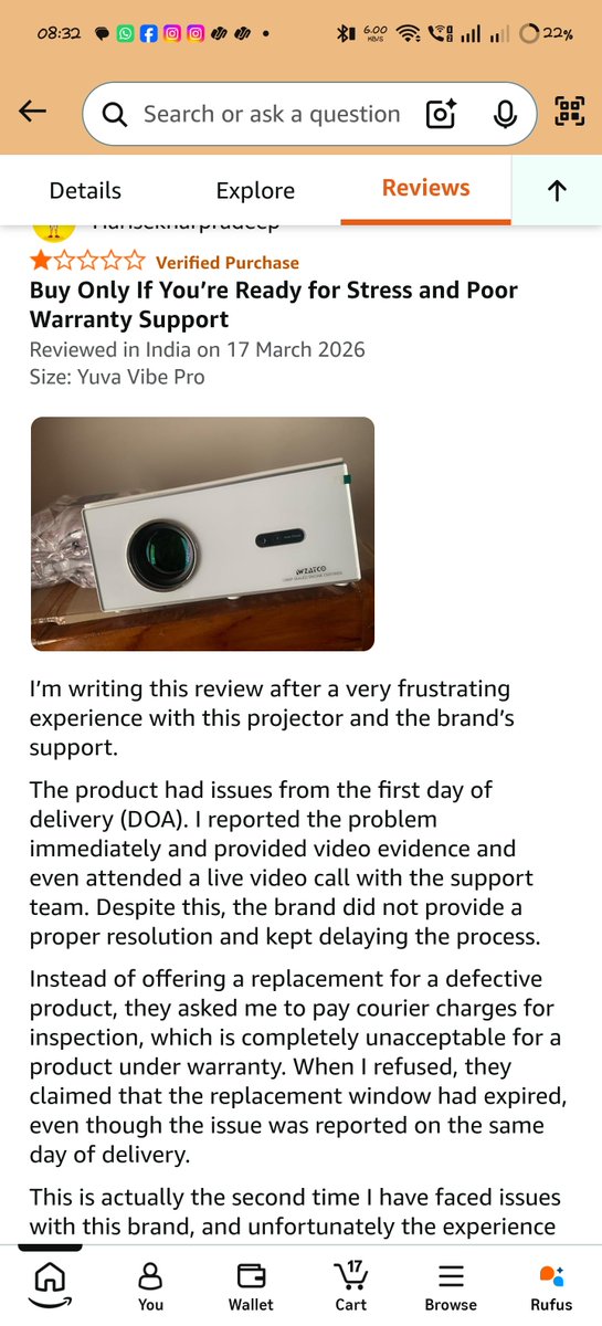 RocksSkd's tweet photo. @wzatco what should i do, buy your product or choose other options with better review...
Was thinking to place the order but after reading your product after sales reviews and support, i am stepping back for any other brand https://t.co/Pz54omVHHf