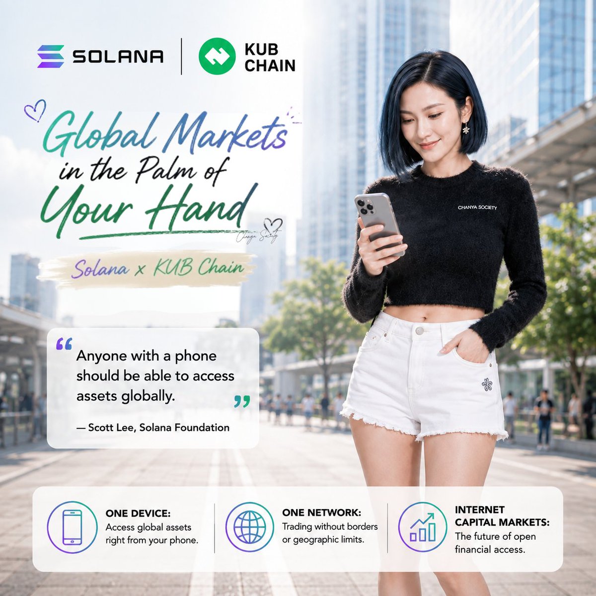 SocietyChanya's tweet photo. การลงทุนระดับโลก 
ไม่ควรเป็นสิทธิพิเศษของใครแค่บางกลุ่ม

ในงาน #KUBGlobalBangkok2026
คุณ Scott Lee จาก Solana Foundation @SolanaFndn
ได้แชร์วิสัยทัศน์ที่น่าสนใจมากๆ ที่น่าสนใจมาก ๆ คะ

เกี่ยวกับการผลักดัน Internet Capital Markets
เป้าหมายใหญ่คือ 

💚 ขอแค่มีโทรศัพท์มือถือเครื่องเดียว
ทุกคนก็ควรเข้าถึงและซื้อขายสินทรัพย์ทั่วโลกได้
บนเครือข่ายเดียวกัน โดยไม่มีข้อจำกัดเรื่องพรมแดน
หรือระบบเดิมๆ อีกต่อไป

💚 ฟังแล้วรู้สึกเลยว่า 
โลกการเงินเปิดกว้างและเท่าเทียมขึ้นเรื่อยๆ
แค่มีสมาร์ตโฟน โอกาสก็อยู่ในมือเราแล้วค่ะ 

#KUBGlobal #Solana #InternetCapitalMarkets #KUBChain #OpenFinance
