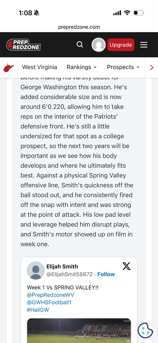 ElijahSmit58872's tweet photo. Thank you for the write up!!! @PrepRedzoneWV #HAILGW https://t.co/pqphsNnWDJ