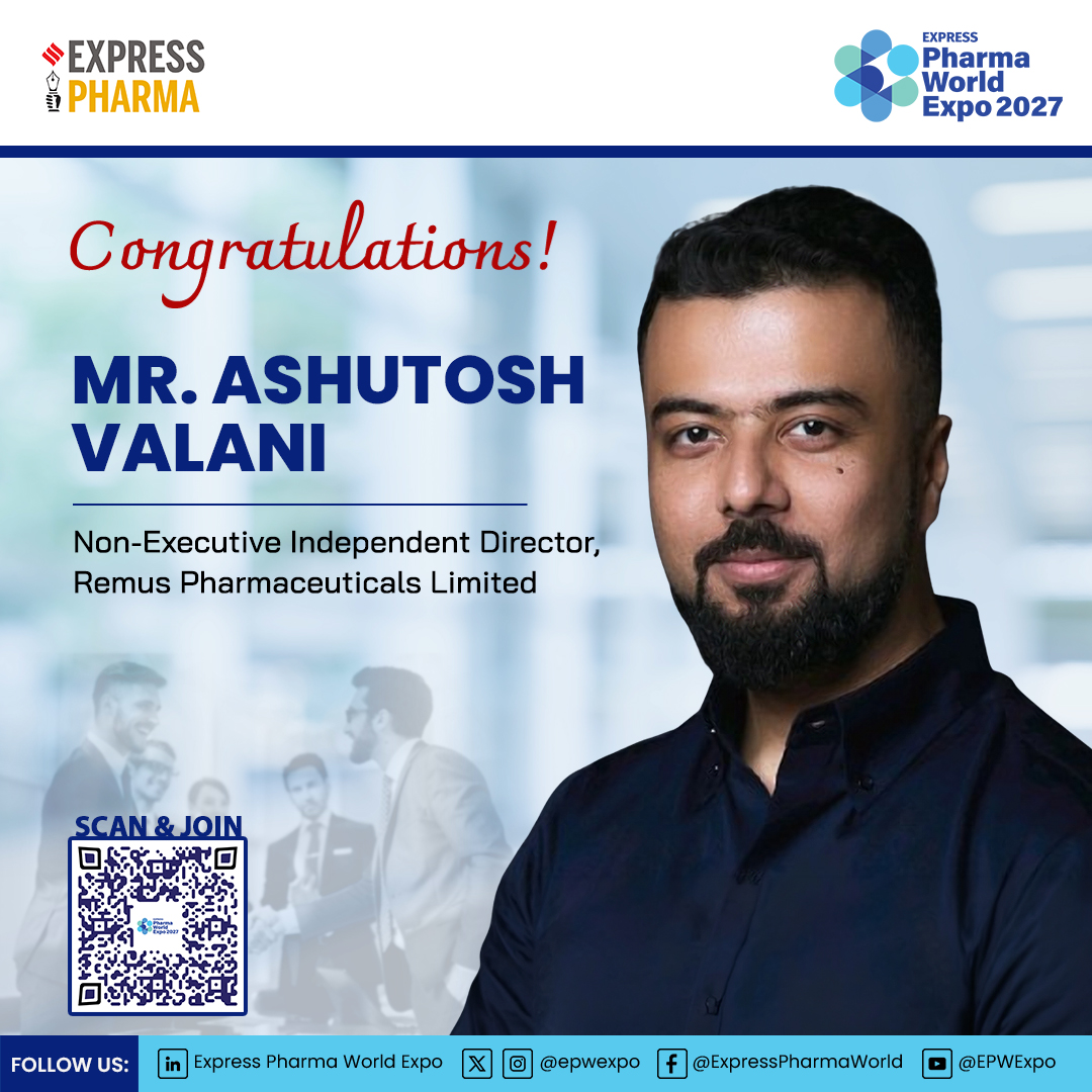 epwexpo's tweet photo. #ExpressPharma congratulates Mr Ashutosh Valani on joining Remus Pharmaceuticals Limited as Non-Executive Independent Director.

#Leadership #ExecutiveLeadership #CSuite #CareerProgression #FutureLeaders

For partnerships, DM @rbhatkal @ashishrampure 

@ExpPharma https://t.co/8656HZF5d0