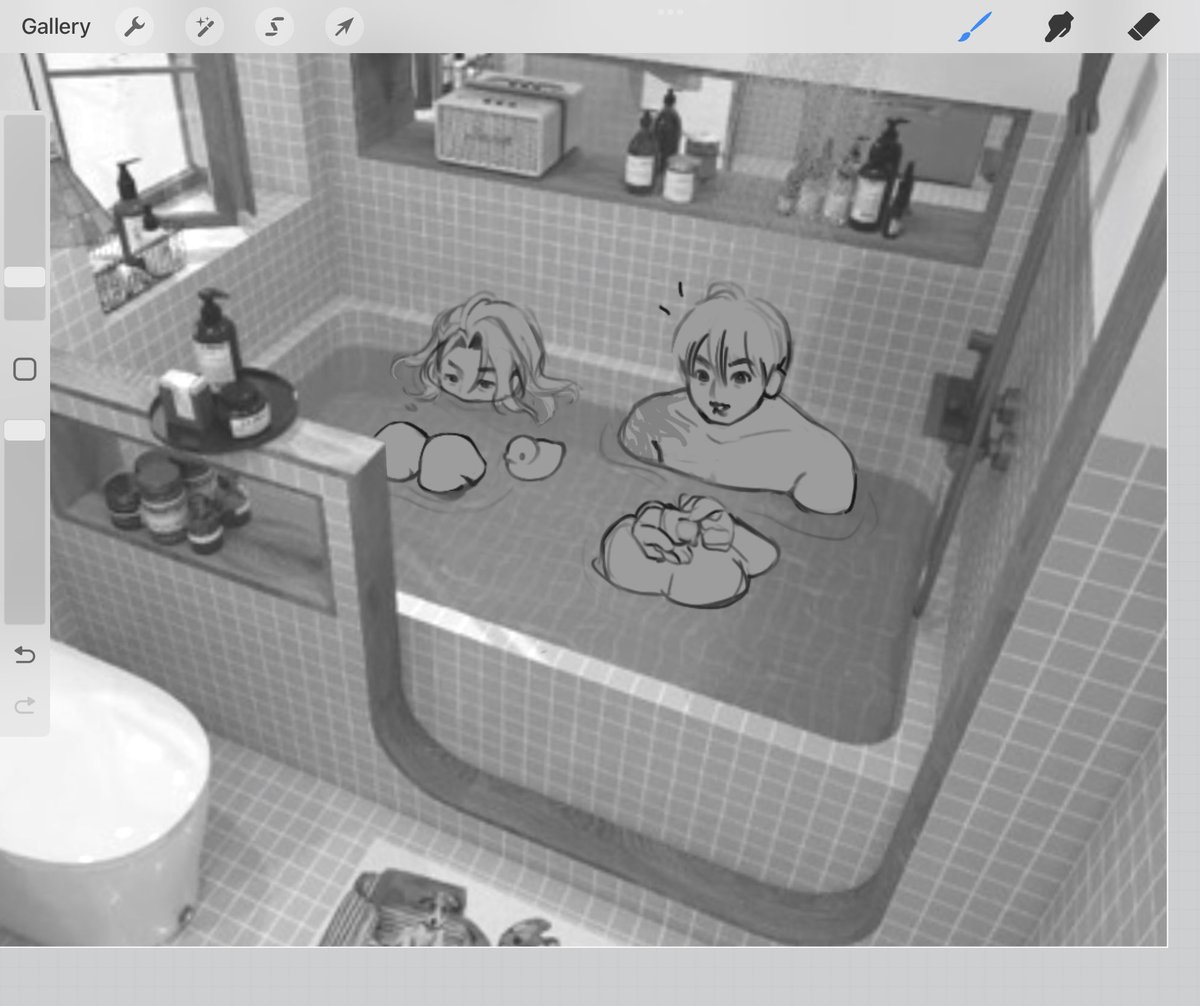bbystarkoobi's tweet photo. found a jikook bath sketch on my ipad 😭🛁 from a while ago https://t.co/TnqiGNZXr7