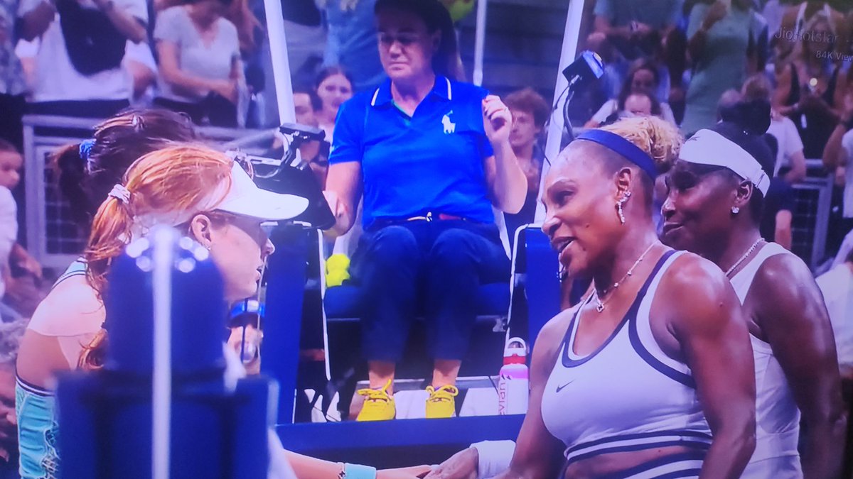 rajeshworld's tweet photo. Legends #Williams sisters battle hard but go down in a 3 hour thrilling roller coaster as #14th seeds #Chan & #Joint beat #Serena & #Venus 6-3, 6-7, 7-6(10-7). Serena & Venus were up 5-0 in Match TB but made some crucial errors including couple of couple faults (one at 6-7 turned out to be costly).
Maya has now beaten Serena twice in two slams-singles at #Wimbledon & Serena in doubles at #USOpen.
Aussie star Joint says it was great to play the legends both of whom she looked up to as she grew up in Michigan!