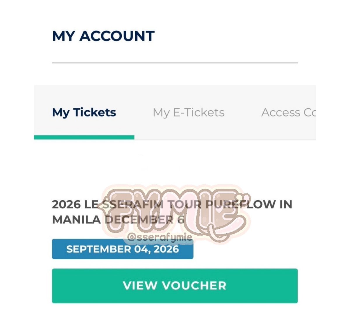 sserafymie's tweet photo. secured !!! SEE U YJ AND FIMIESSS 🥹🛐
#PUREFLOW_IN_MANILA https://t.co/A03hUjKQu0