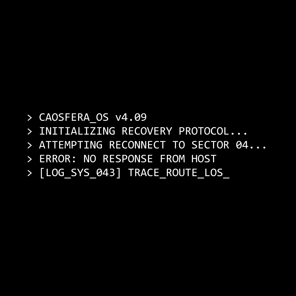 zephyr_caos's tweet photo. [LOG_SYS_043] TRACE_ROUTE_LOST
Imposible restablecer enlace primario con el sector de contención. Registrando señal residual en canal secundario...
#Caosfera #ARG https://t.co/pYoB3OGE6R