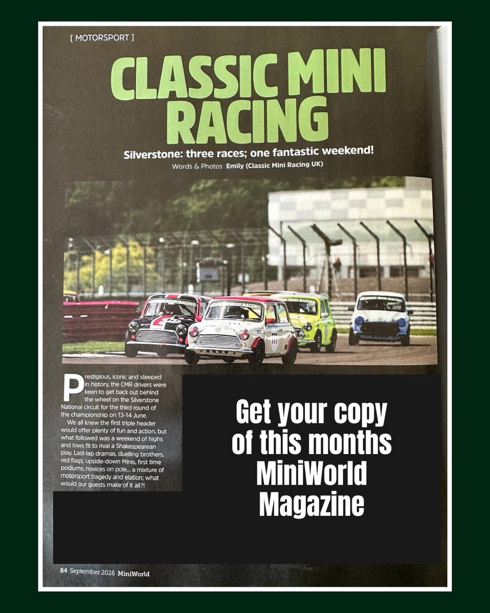 FaustoSwiabtq's tweet photo. It’s exciting to see our championship journey in print! Huge thanks to MiniWorld Magazine for featuring us regularly this year. Grab a copy for our Silverstone race weekend and two more CMR stories. Spot us in this month’s edition! https://t.co/zBkZGUYHx2
