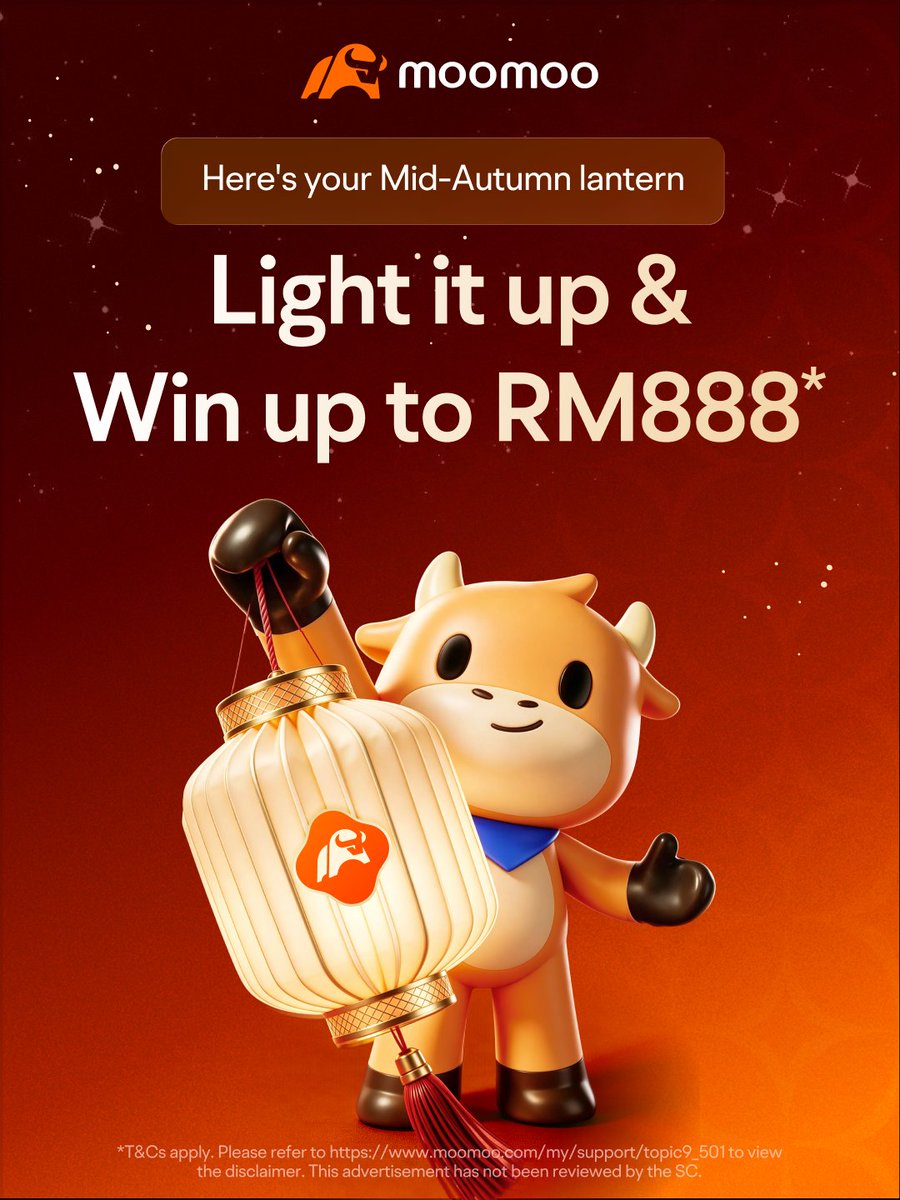 DysonJin's tweet photo. "Happy Mid-Autumn Festival", tap the activity card to enter the event page, and claim up to RM888* in Mid-Autumn gifts.
#moomooMY #MidAutumnFestival #moomooMerchandise https://t.co/I3Y84buQ7v