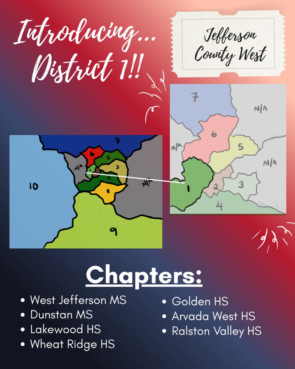 13_Zulia's tweet photo. Introducing each district: first up, District One, the JeffCo West District. Follow @coloradotsa for more updates and district spotlights. https://t.co/slKqGZWznJ