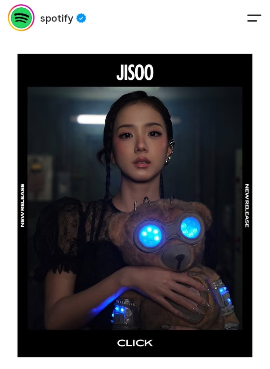 TheJisooBase's tweet photo. JISOO's Latest Single 'CLICK' for Spotify, today's top hits, Apple Music and pandora.

——Stream Click, out on all platforms https://t.co/TBsXncIu60