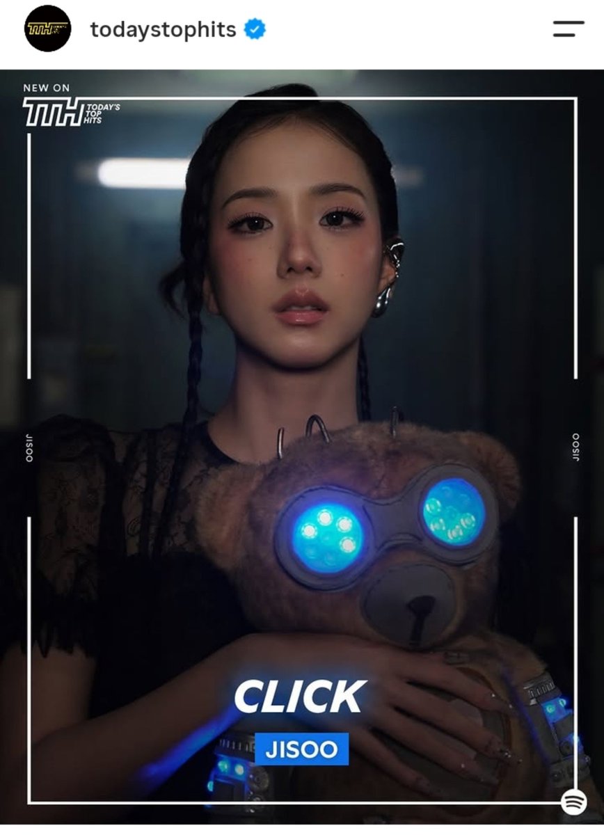 TheJisooBase's tweet photo. JISOO's Latest Single 'CLICK' for Spotify, today's top hits, Apple Music and pandora.

——Stream Click, out on all platforms https://t.co/TBsXncIu60