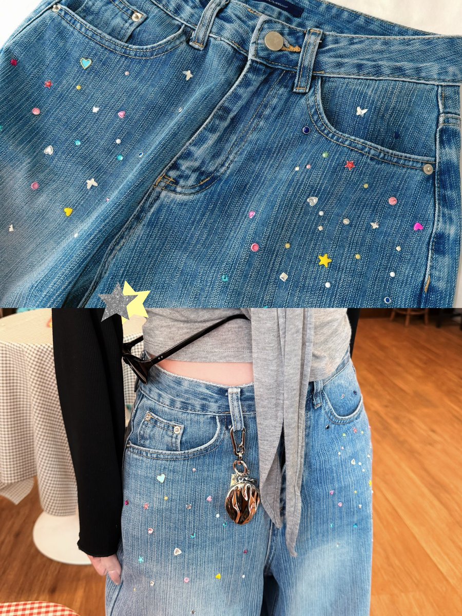 yoxrgravity's tweet photo. ให้เลย อยู่ๆก็เข้าเทรนด์ bedazzled ⭐️💘🥣 ใส่ไปคาเฟ่มาน่าร้ากมาก ซักรอบที่ 101 glitter ยังอยู่ครบ คนสูง 150+ พับขาได้เลย น่ารัก ไม่แปลกใจ sold out ไว onniiroom ชีเติมของละ https://t.co/hUFB35VbWi