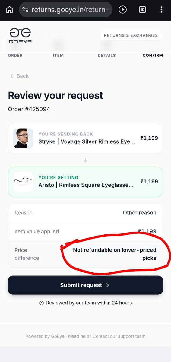 Theadifilms's tweet photo. @GOEYEWEAR very bad experience and policy https://t.co/h7WbO8WISw