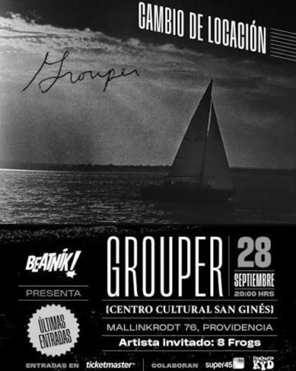 rockaxisoficial's tweet photo. 🌌 Grouper prepara su primer concierto en Chile, pero con un cambio de escenario: la presentación del lunes 28 de septiembre ya no será en el Cine Arte Normandie, sino en el Centro Cultural San Ginés.

La jornada también contará con la participación de 8frogs, ensamble de improvisación libre liderado por Octavio Cañulef y Sebastián Agurto, como encargado de abrir el espectáculo.

Revisa todos los detalles de la presentación y el cambio de recinto en nuestra web 👉 https://t.co/6bYbOYPr0C

¿Qué expectativa tienes de este primer encuentro con Grouper en Chile?