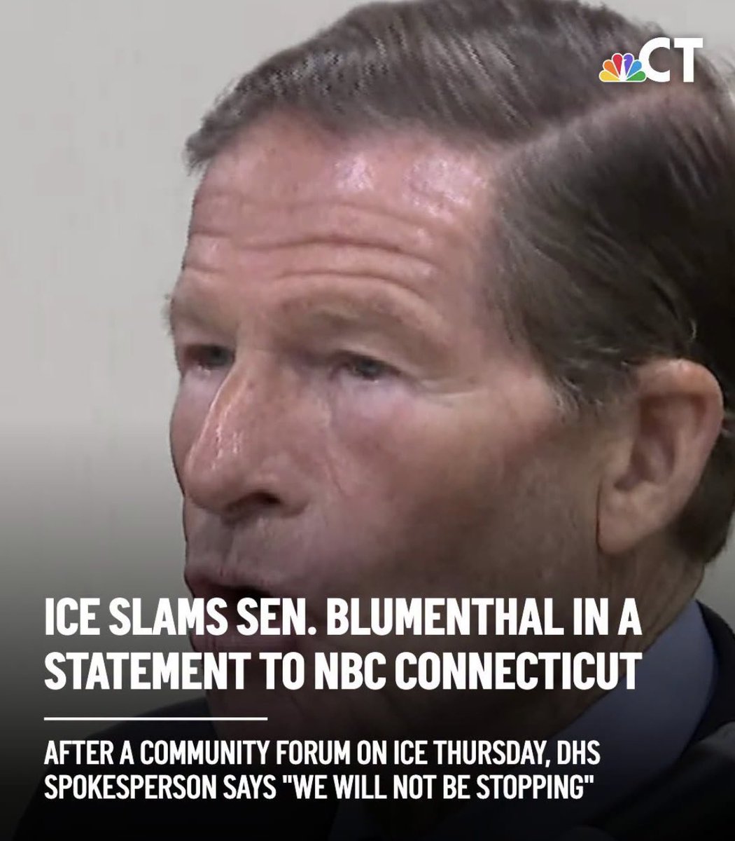 CTLake14Patriot's tweet photo. AMERICANS IN CT WANT ICE HERE. 🇺🇸

Protecting Illegals is a slap in the face to every legal immigrant that has become a citizen. 

Blumenthal is a Traitor. https://t.co/XoGxkm5ncH
