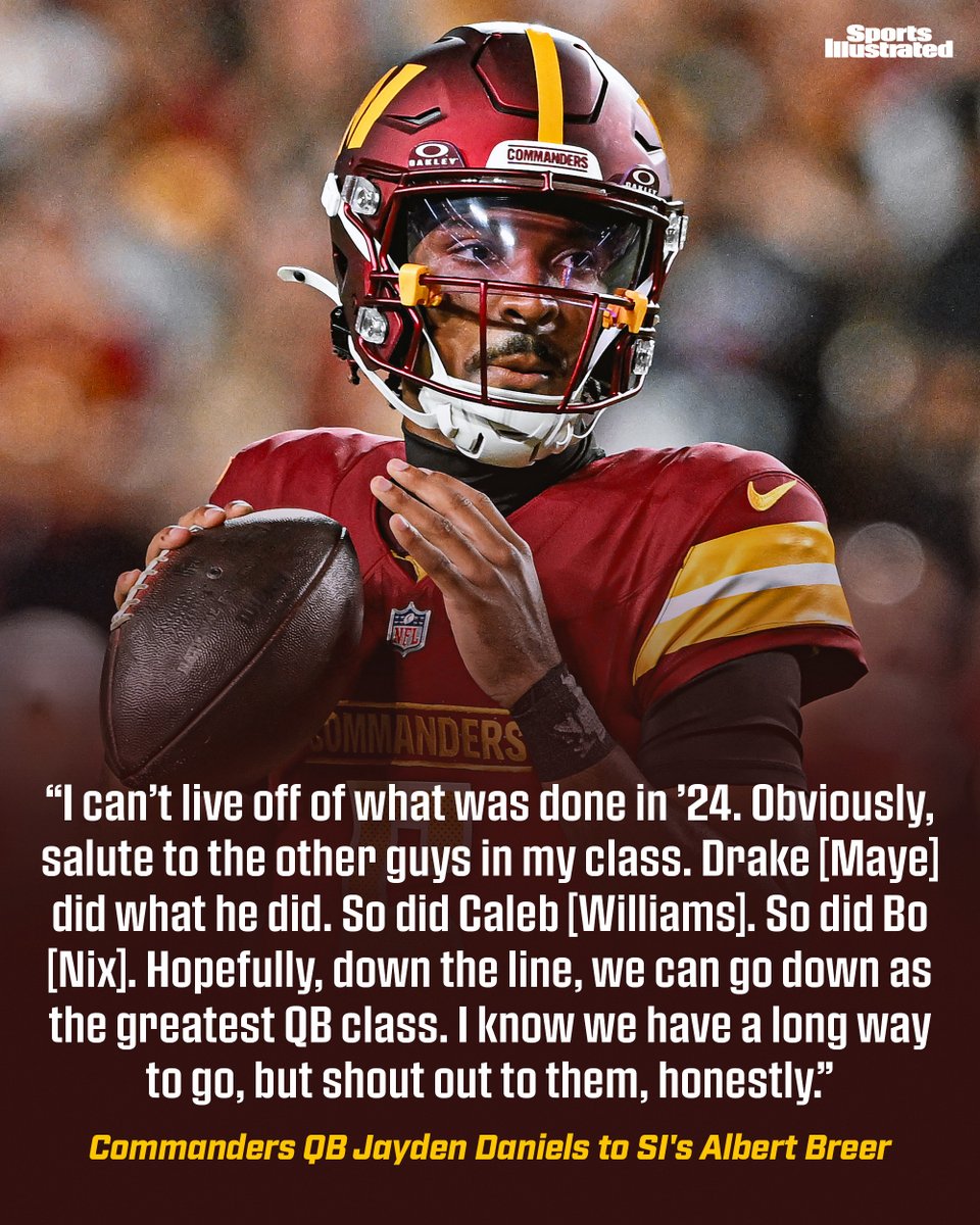 SInow's tweet photo. Commanders QB Jayden Daniels is anxious to show the football world what he’s been working on for the past five months after an injury-plagued 2025, writes @AlbertBreer https://t.co/wXcXF48WPw