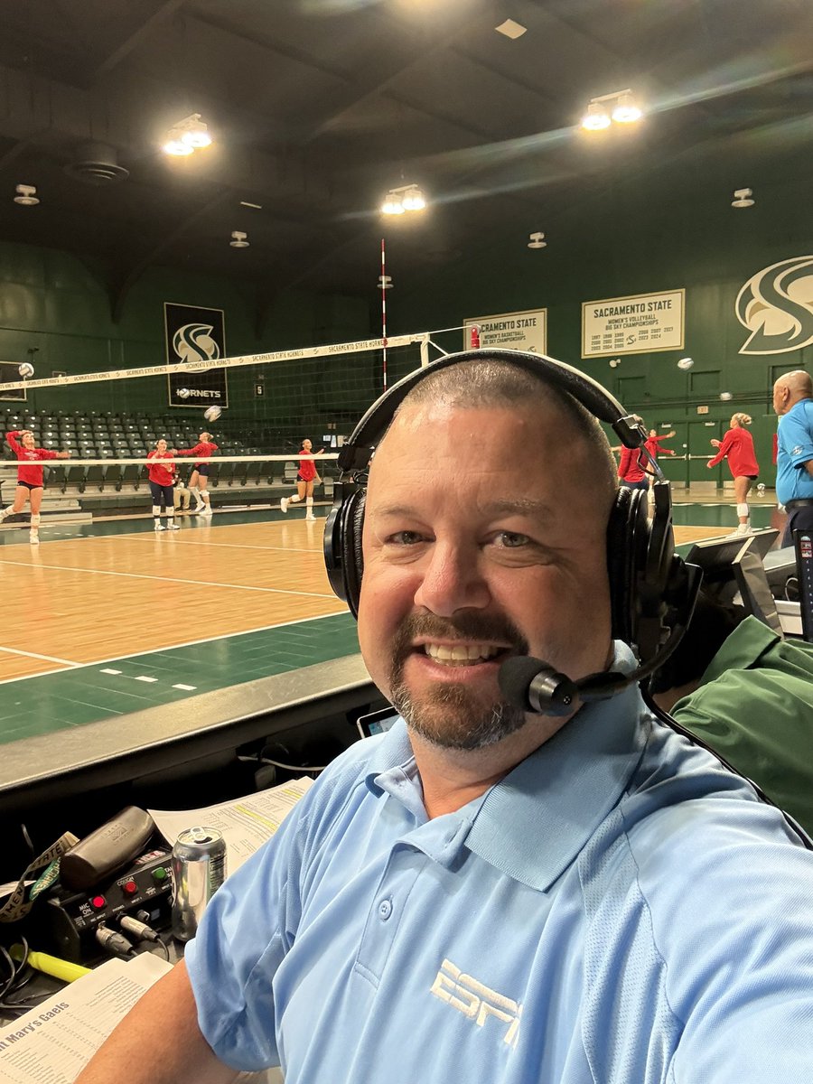 will_schilling's tweet photo. Day 2 of the @SacStateVB Invite coming up on @ESPNPlus. At 4pm PDT, it’s Nevada vs Saint Mary’s. Then Mark Harrison will join me once again as the Hornets take on Texas Tech at 7pm. @BigWestSports #NCAAVB #BigWestVB https://t.co/UfiTbbwLFn