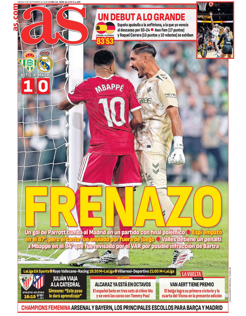 diarioas's tweet photo. 🌙 ¡Buenas noches!
🗞️ Esta es la #PortadAS de mañana 
✍🏻 “Frenazo” https://t.co/rWSF4RtPdH