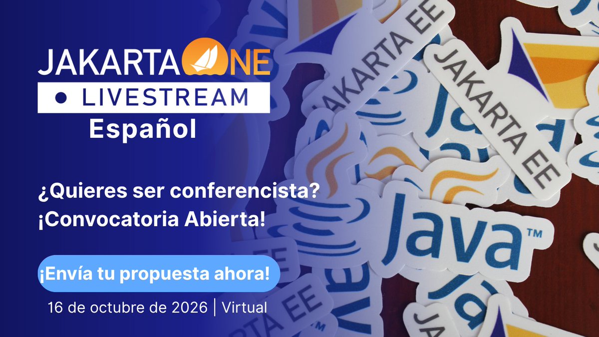 panamajug's tweet photo. La convocatoria de charlas para @JakartaOneConf  Livestream 2026 Español cierra el 20 de septiembre. 

Todos los niveles, cualquier país hispanohablante. 

Si resolviste algo con Jakarta EE o Java enterprise, cuéntalo. 

https://t.co/Hrdn5RDv4O https://t.co/eiSqFECdeY