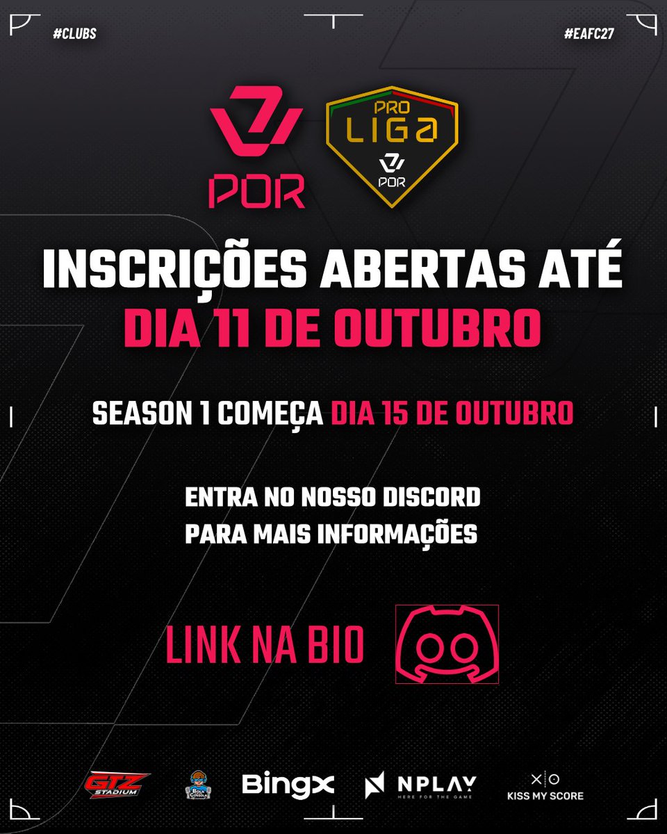 VPLPortugal's tweet photo. ✅ Desconto nas Seasons 2 e 3 + oferta da Taça para equipas que adquiram apenas a Season 1
✅ Inscrições abertas até 11 de outubro
✅ A Season 1 começa a 15 de outubro

Entra no nosso Discord para consultar regulamentos, tirar dúvidas e garantir a inscrição da tua equipa. https://t.co/E9bFdCrYW6