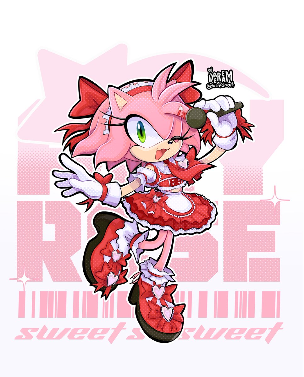 Daereamart's tweet photo. HAVE NO FEAR AMY ROSE IS HEAR! ♥ 

Idol design i made for amy :3 https://t.co/buZgHQPA89