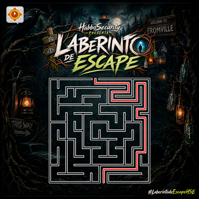 ESHabboSecurity's tweet photo. 🐦⬛ ¡Camino despejado, habitantes de Fromville! Compartimos la solución del laberinto. Felicitaciones a los más rápidos en escapar y ganar la quinta placa: "El Talismán" 🗝️ ¡Estén muy atentos a @ESHabboSecurity para la siguiente ronda! #FromWeek 🕯️